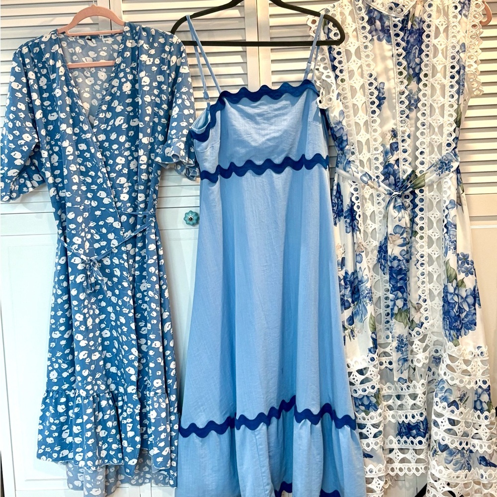 Bundle or three Elegant Blue Floral Women's Dress